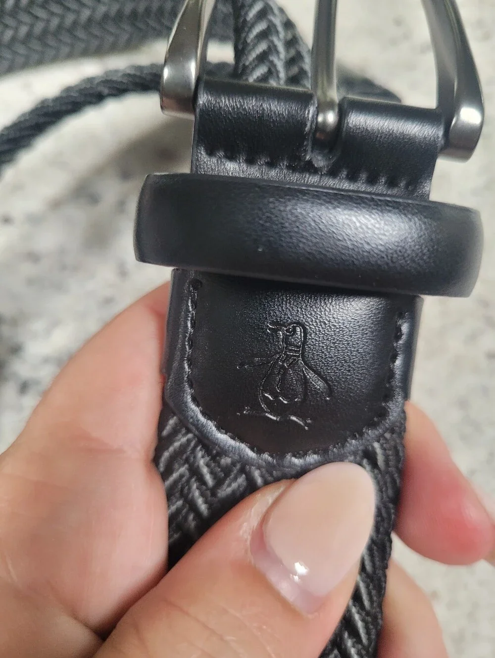 Braided Stretch Belt Black Original Penguin Large 38-40 Leather Details Like New